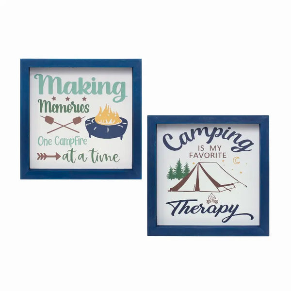 Camping Sign (Set of 4) 10"SQ MDF Melrose Intl.