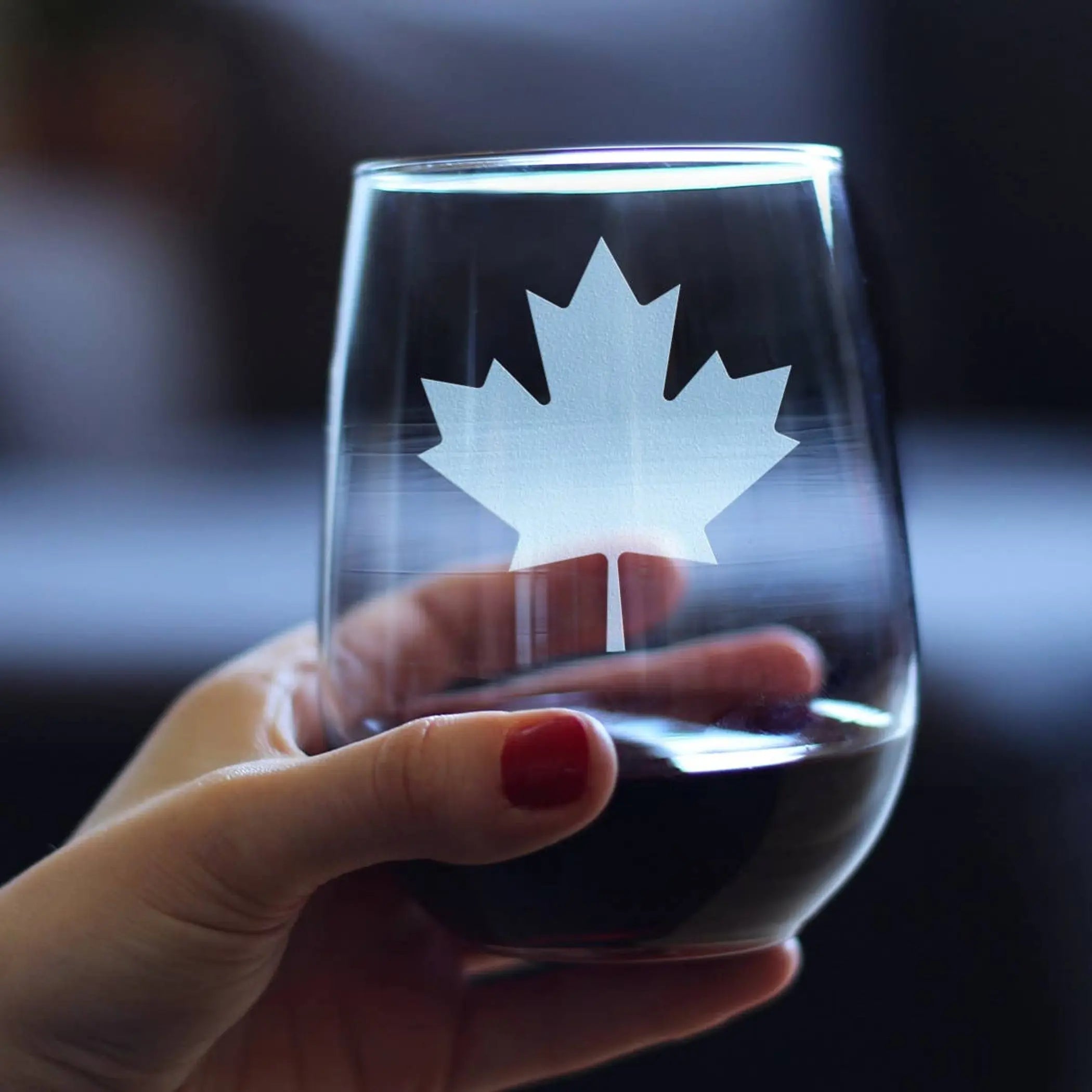 Canada Maple Leaf Stemless Wine Glass - Canadians Gifts Bevvee