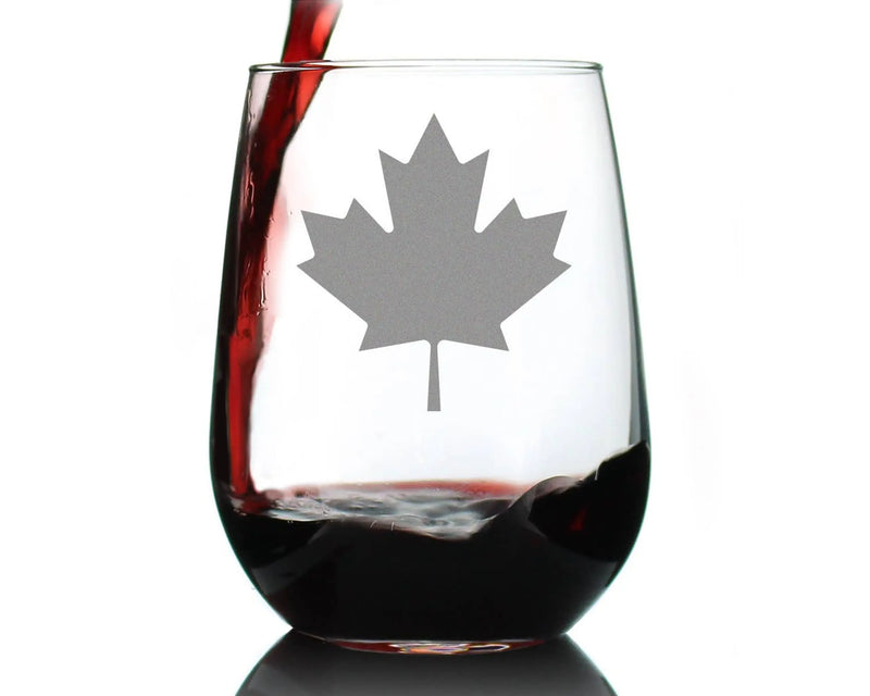 Canada Maple Leaf Stemless Wine Glass - Canadians Gifts Bevvee