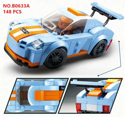 Car Club Leopard Race Car Building Brick Kit (148 pcs) Texas Toy Distribution