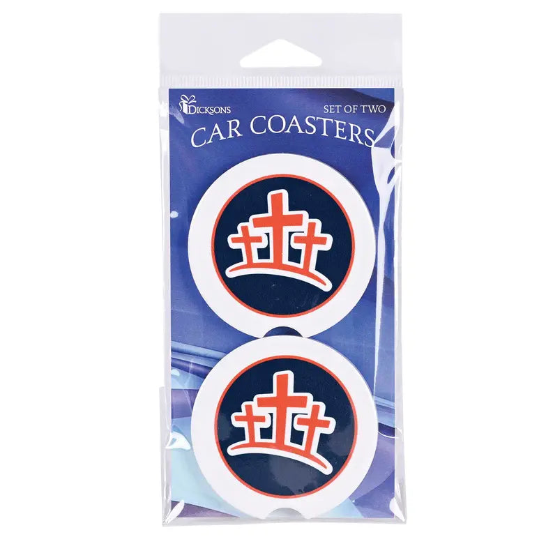 Car Coasters Orange Crosses 2 Pk Dicksons Inc