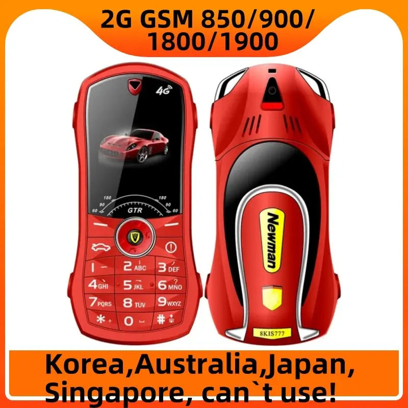 Car Model Mobile Phone 1.8 inch Push Button Mini Car Shape Key Student Dual Sim Telephone MP3 Real Vibration No Camera Cellphone GreatEagleInc