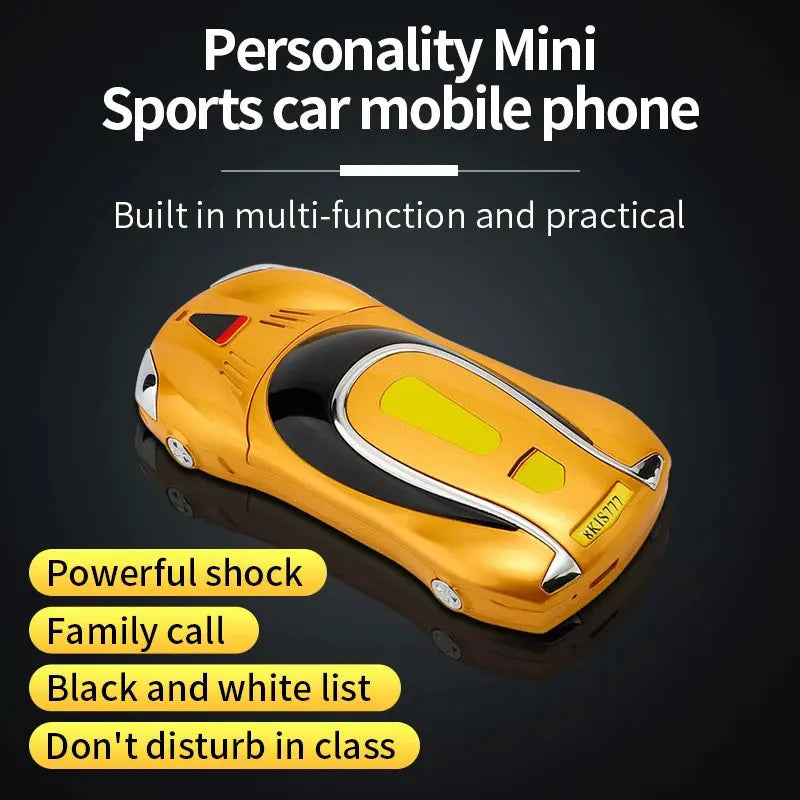 Car Model Mobile Phone 1.8 inch Push Button Mini Car Shape Key Student Dual Sim Telephone MP3 Real Vibration No Camera Cellphone GreatEagleInc