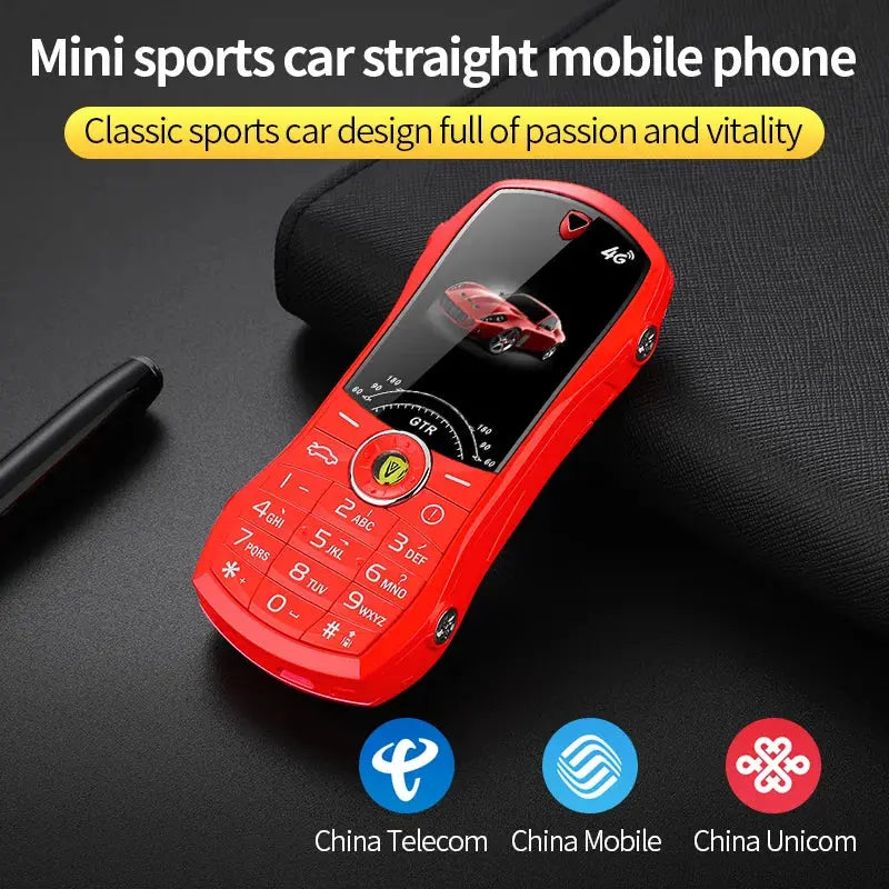 Car Model Mobile Phone 1.8 inch Push Button Mini Car Shape Key Student Dual Sim Telephone MP3 Real Vibration No Camera Cellphone GreatEagleInc