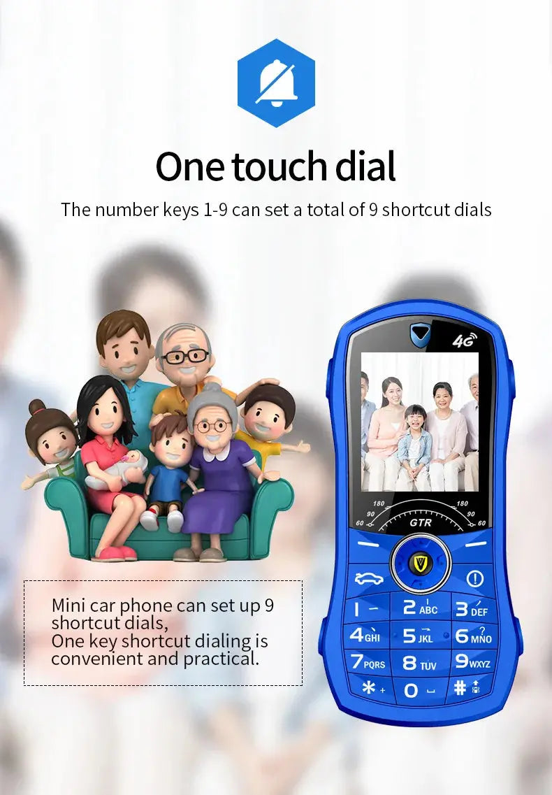 Car Model Mobile Phone 1.8 inch Push Button Mini Car Shape Key Student Dual Sim Telephone MP3 Real Vibration No Camera Cellphone GreatEagleInc