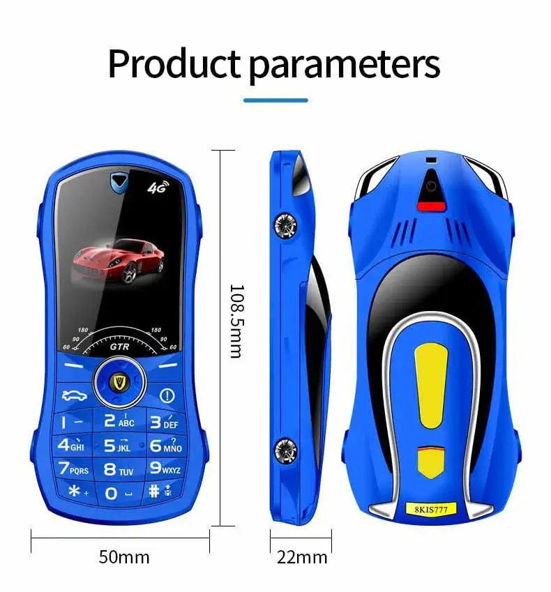 Car Model Mobile Phone 1.8 inch Push Button Mini Car Shape Key Student Dual Sim Telephone MP3 Real Vibration No Camera Cellphone GreatEagleInc