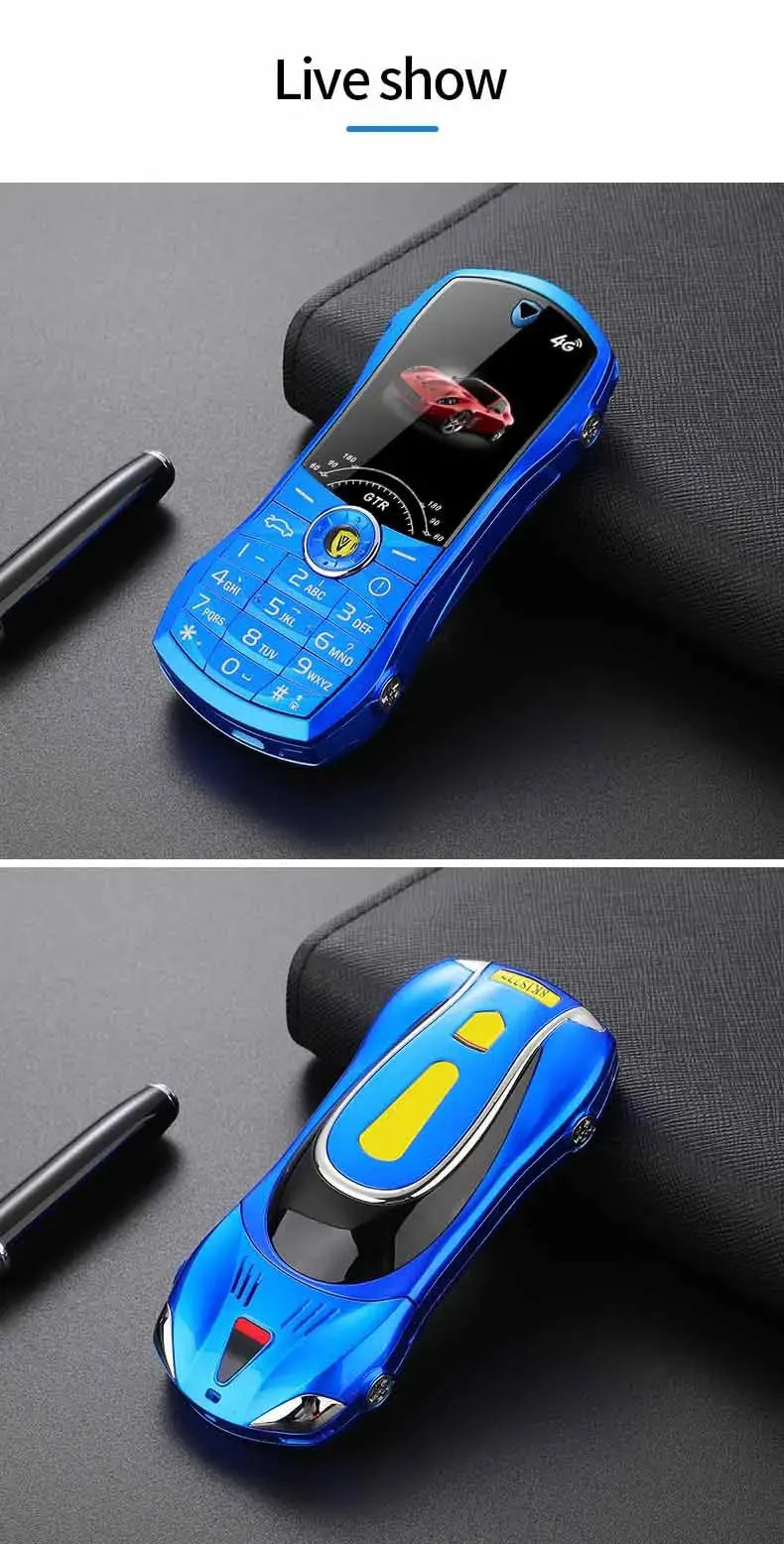 Car Model Mobile Phone 1.8 inch Push Button Mini Car Shape Key Student Dual Sim Telephone MP3 Real Vibration No Camera Cellphone GreatEagleInc