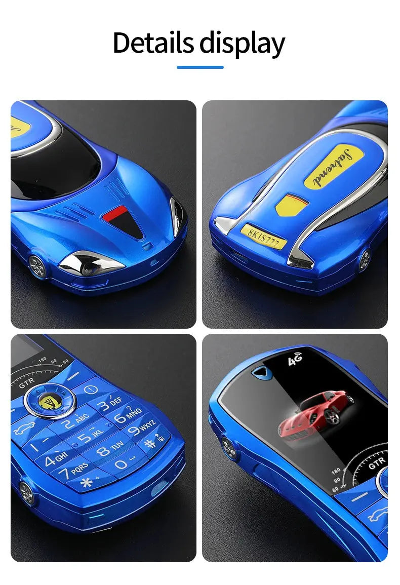 Car Model Mobile Phone 1.8 inch Push Button Mini Car Shape Key Student Dual Sim Telephone MP3 Real Vibration No Camera Cellphone GreatEagleInc