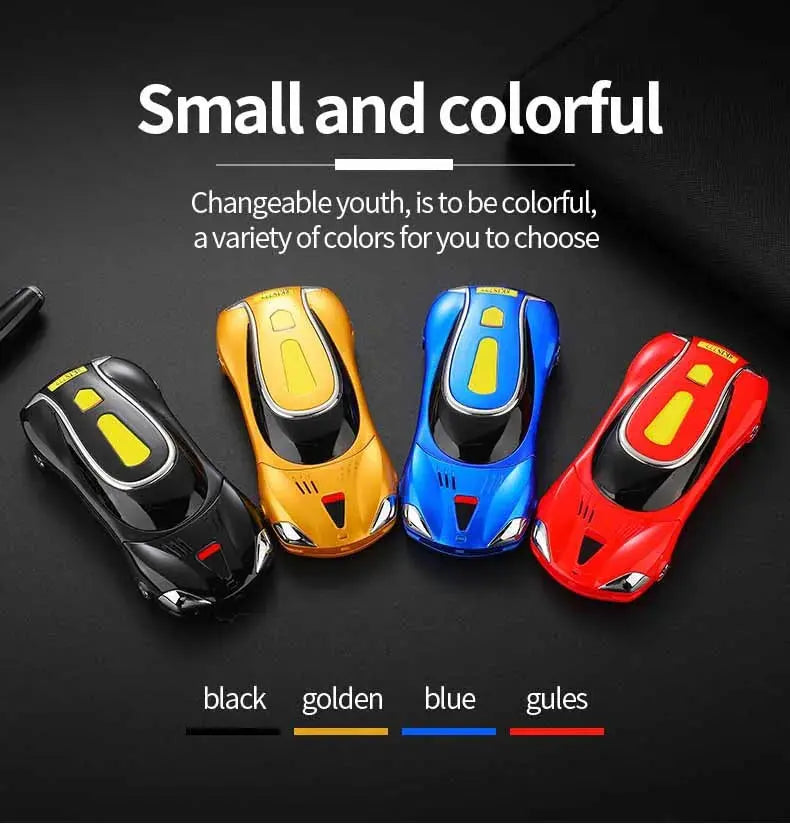 Car Model Mobile Phone 1.8 inch Push Button Mini Car Shape Key Student Dual Sim Telephone MP3 Real Vibration No Camera Cellphone GreatEagleInc