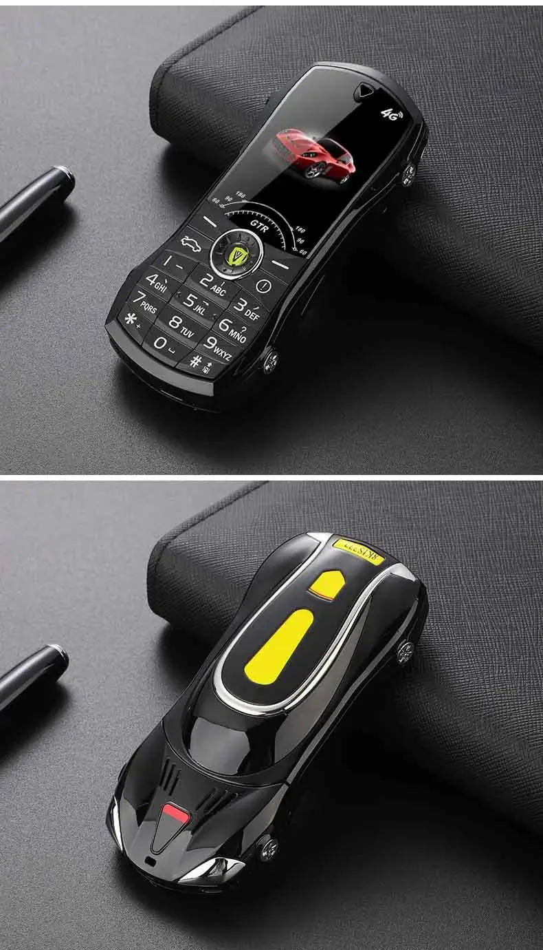 Car Model Mobile Phone 1.8 inch Push Button Mini Car Shape Key Student Dual Sim Telephone MP3 Real Vibration No Camera Cellphone GreatEagleInc