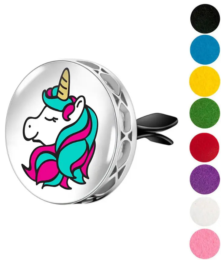 Unicorn-themed hair clip in silver with colorful teal, pink, and gold design. Available in eight vibrant colors.