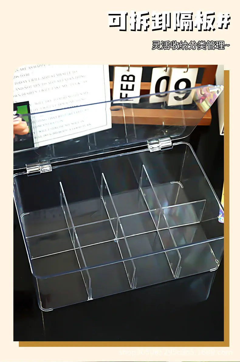 Card Storage Box, Card Organizer, Acrylic Compartment Display Rack, Stackable Drawer for Home Use GreatEagleInc