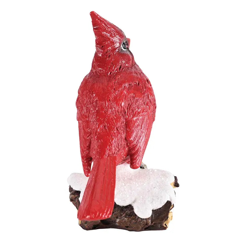 Cardinal Figurine On Log Snow Resin 4.5H Dicksons Inc