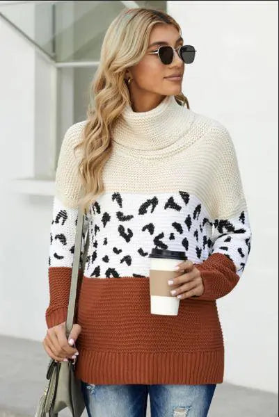 Carol Leopard Print Sweater Stay Warm in Style