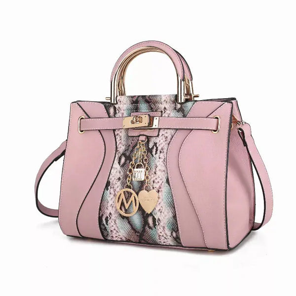 Cassia Snake embossed Vegan Leather Women's Satchel Bag MKF Collection by Mia K.