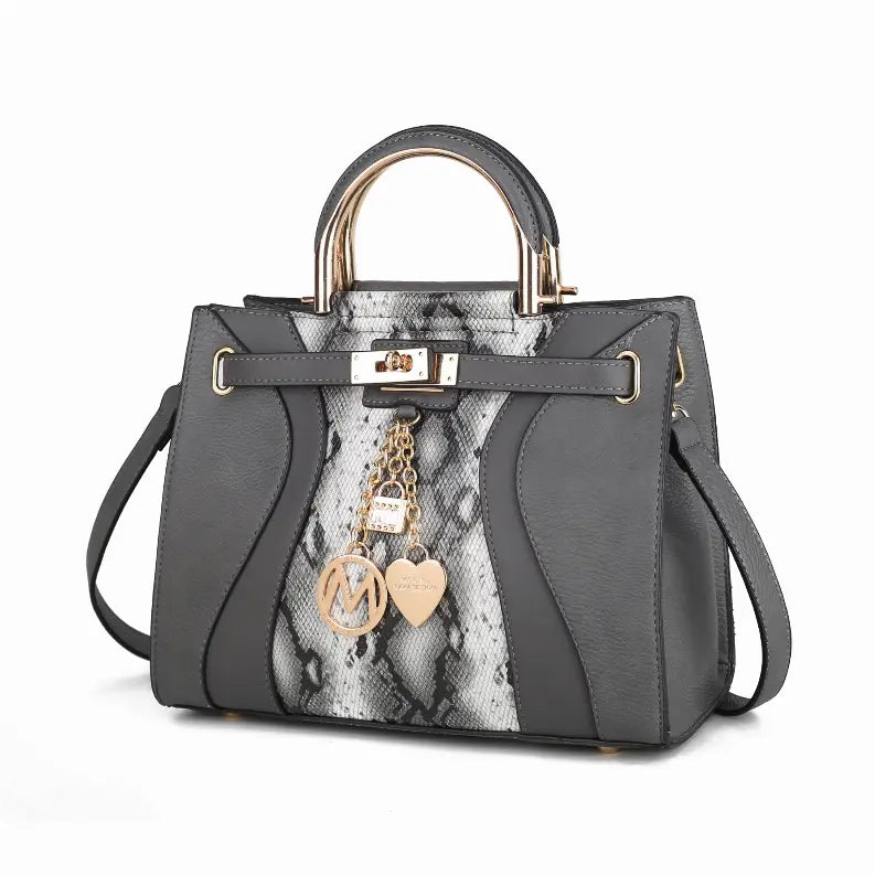 Cassia Snake embossed Vegan Leather Women's Satchel Bag MKF Collection by Mia K.