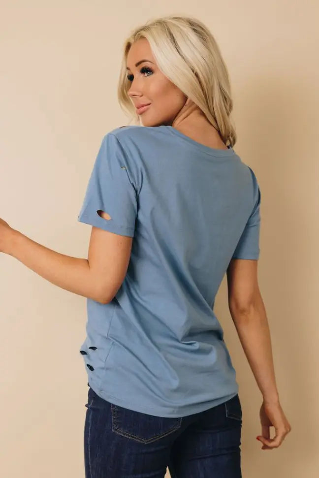 Cassie Distressed Tee Stay Warm in Style