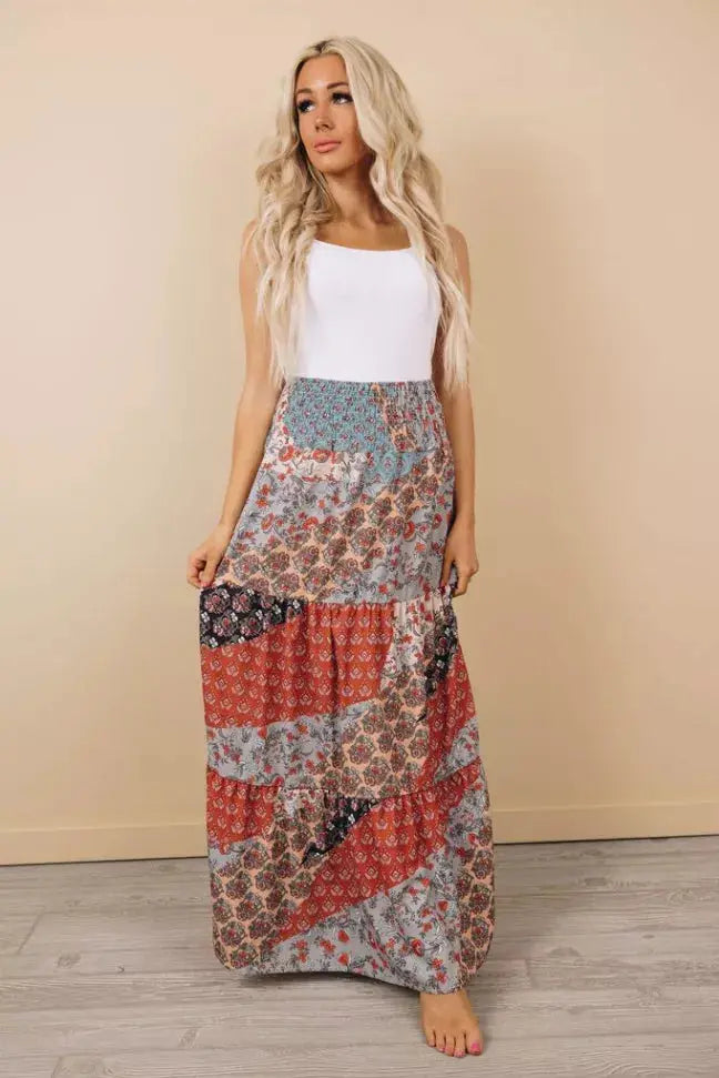 Catrin Boho Maxi Skirt Stay Warm in Style