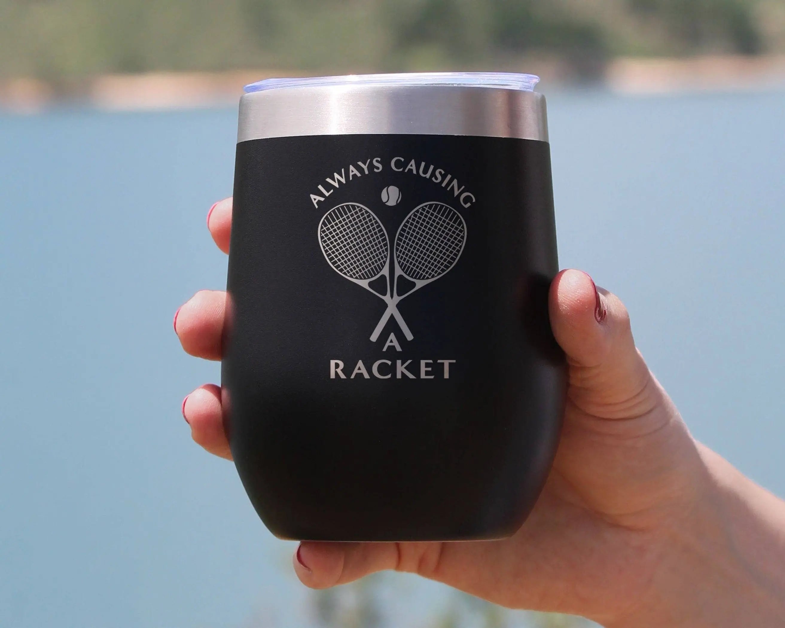 Causing a Racket Insulated Wine Tumbler - Tennis Gifts Bevvee