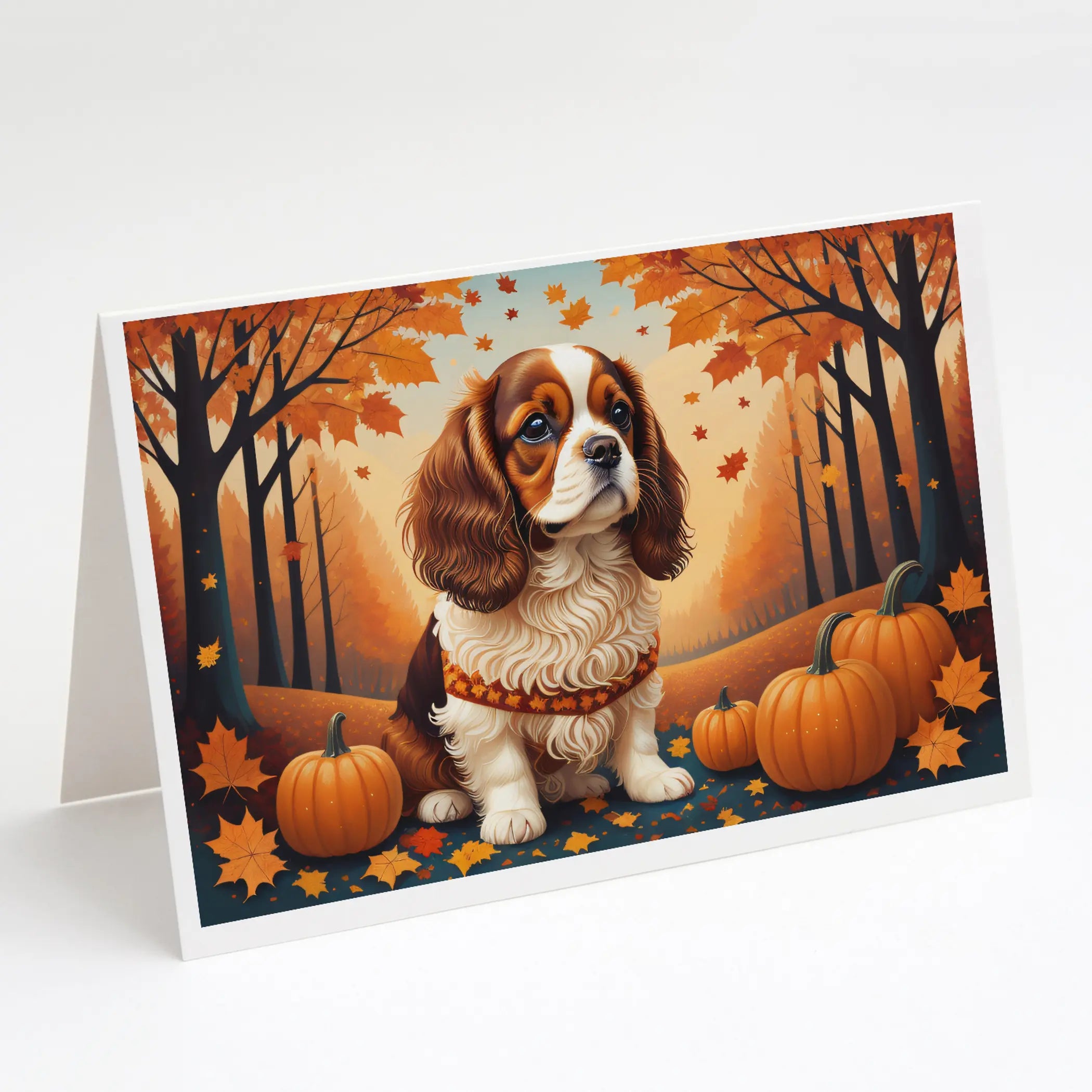 Cavalier Spaniel Fall Greeting Cards Pack of 8 Caroline's Treasures