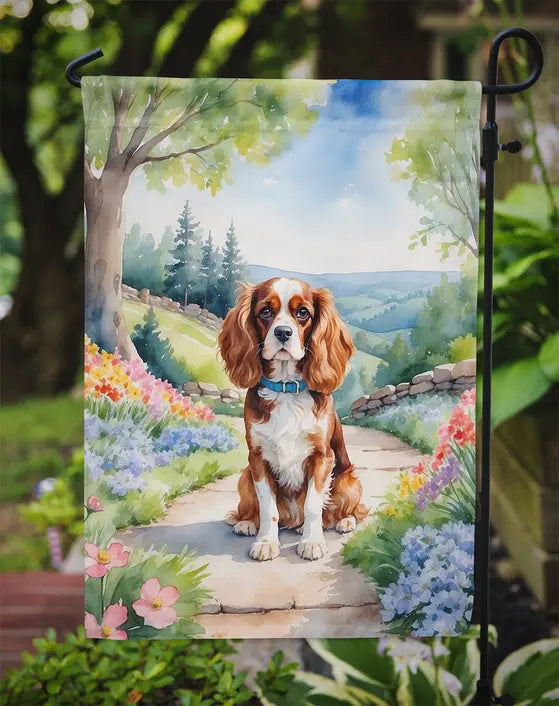 Cavalier Spaniel Spring Path Garden Flag Caroline's Treasures