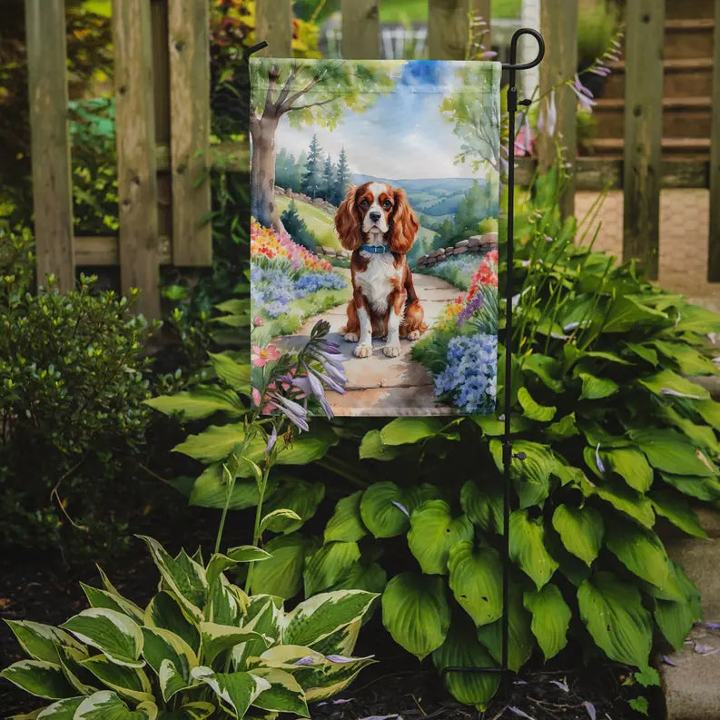 Cavalier Spaniel Spring Path Garden Flag Caroline's Treasures
