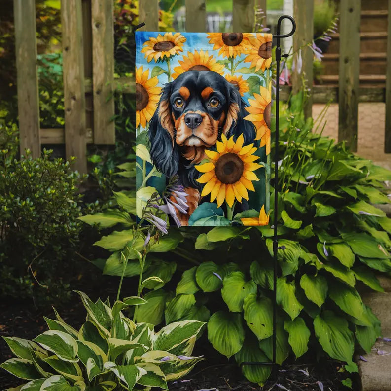 Cavalier Spaniel in Sunflowers Garden Flag Caroline's Treasures