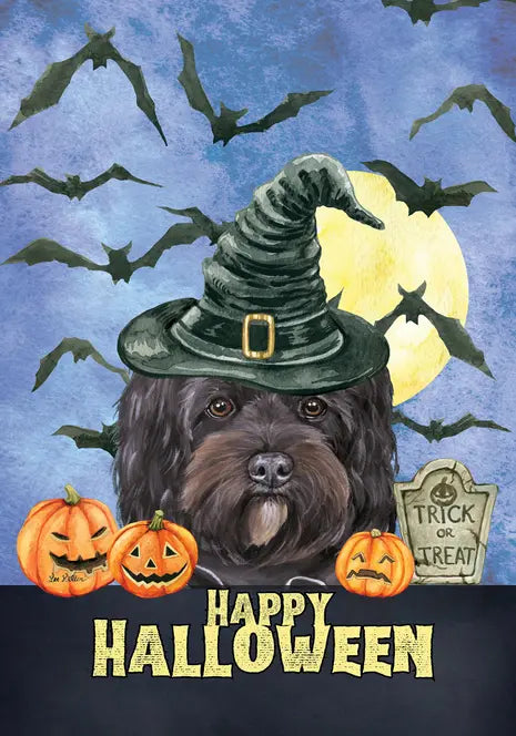 Cavapoo - Hippie Hound Studio Best of Breed Halloween House and Garden Flag Best of Breed