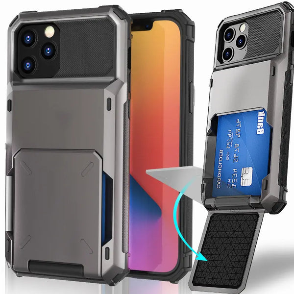 Celvoltz Wallet 4-Card Holder Id Slot Flip Door Hidden Pocket Case CelVoltz