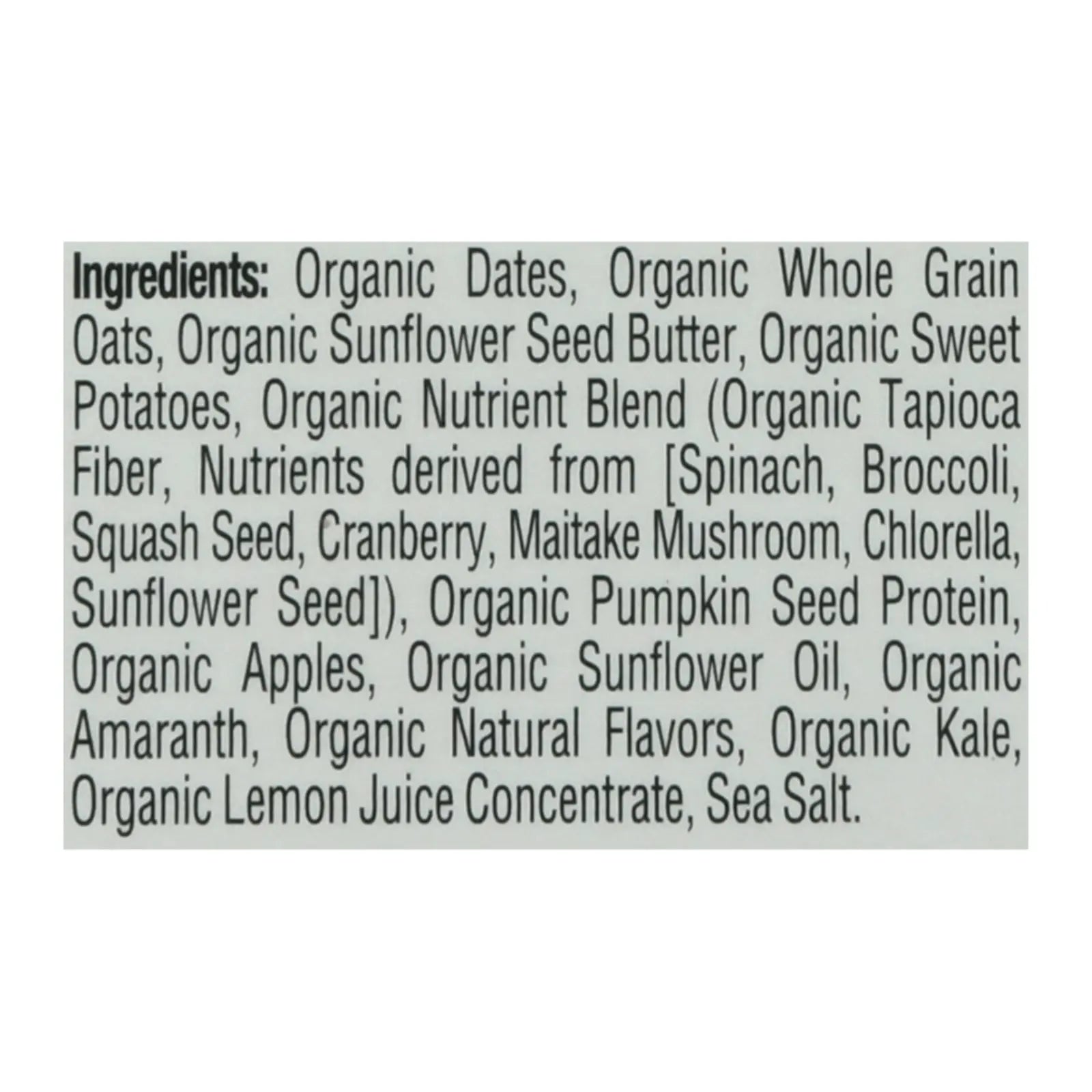 Organic fruit and nut energy bar ingredients: oats, dates, seeds, and superfoods, emphasizing health and nutrition.