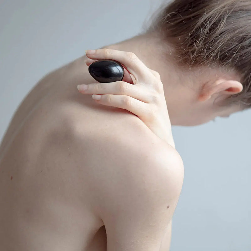 Chakrubs Xaga Yoni Egg Obsidian drilled Dame Products