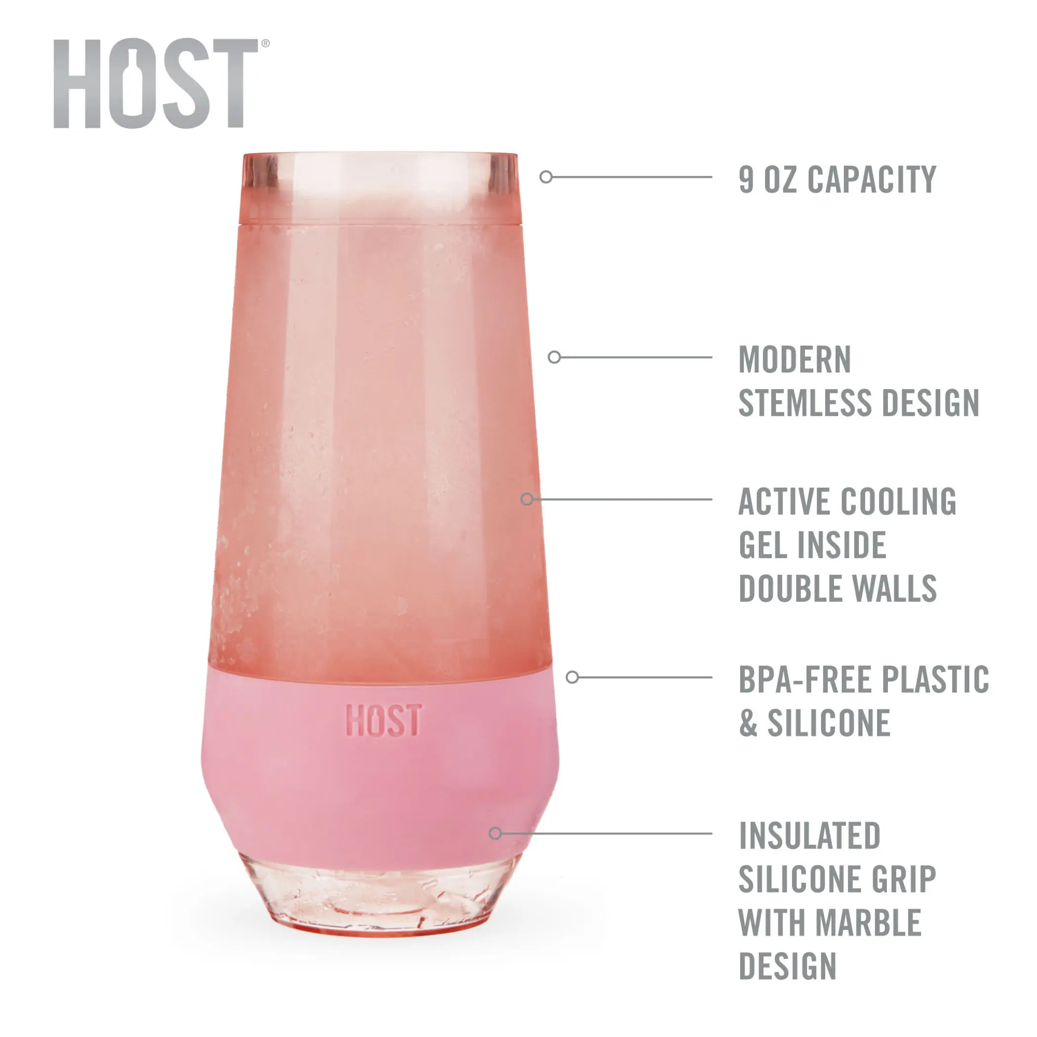 Champagne FREEZE Cooling Cups (set of 2)in Blush Tint by HO Host