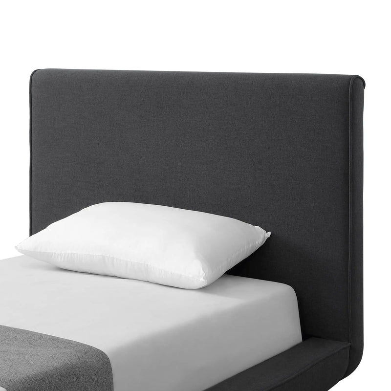 Charcoal Solid Wood Twin Upholstered Linen Bed Homeroots Bed & Bath