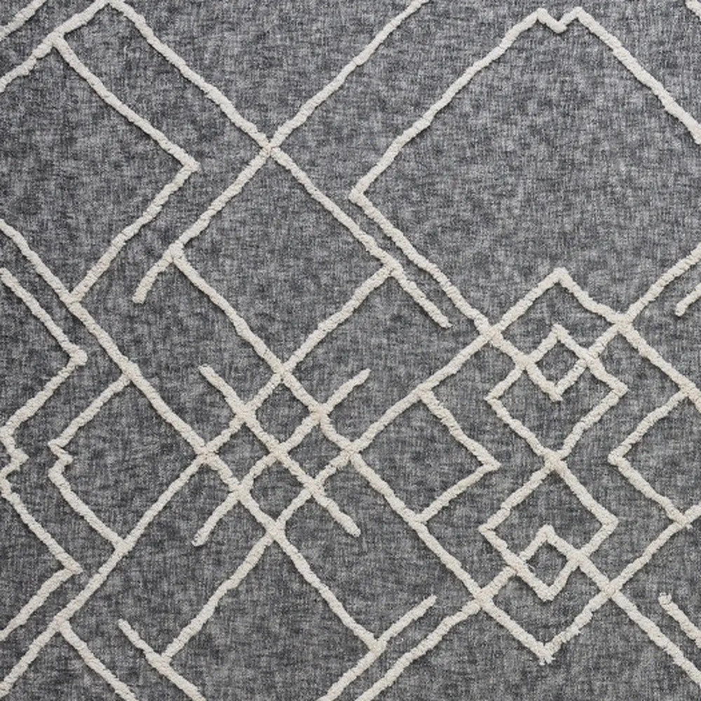 Charcoal and Off White Geometric Twin Cotton Coverlet With Fringe Homeroots Bed & Bath