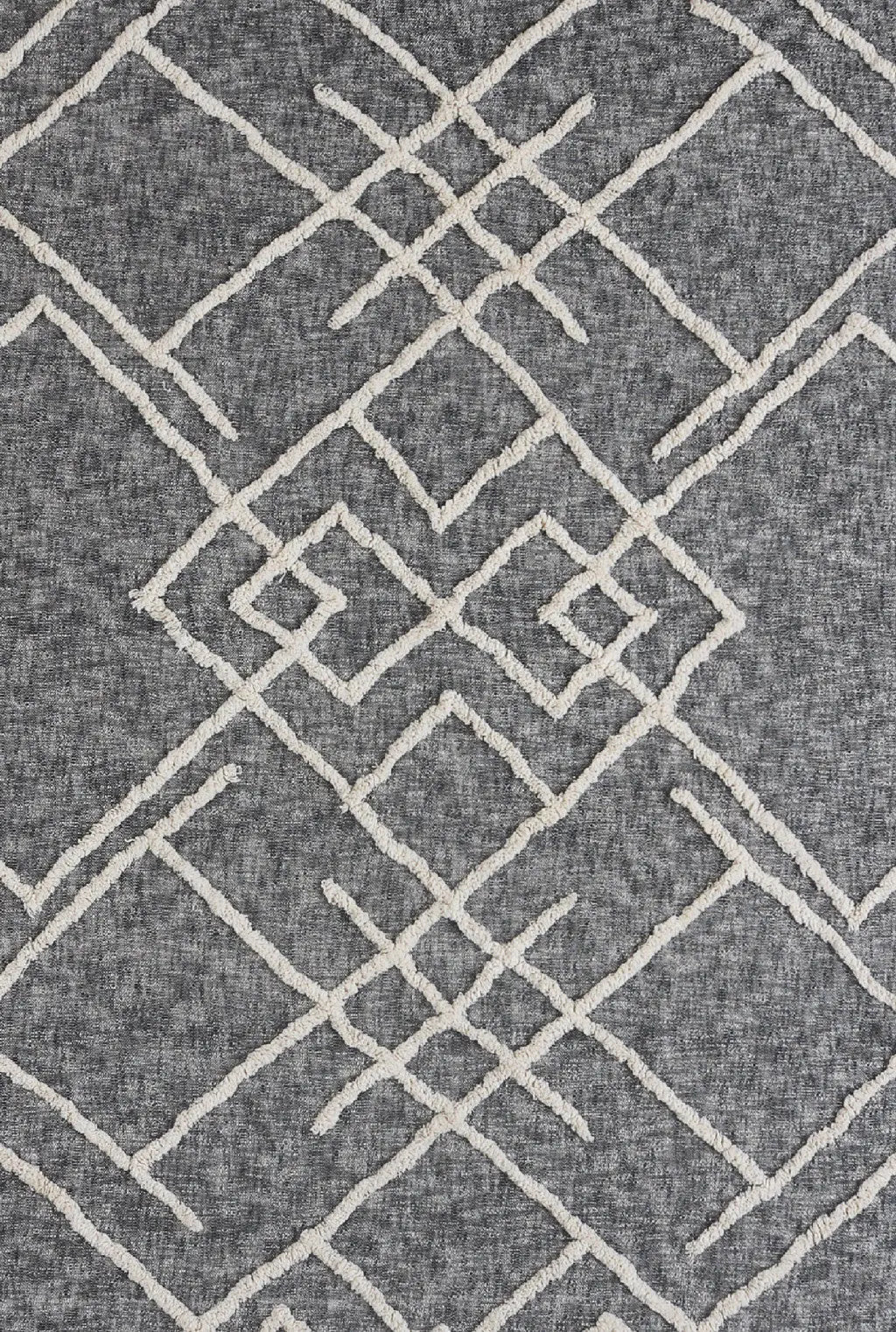 Charcoal and Off White Geometric Twin Cotton Coverlet With Fringe Homeroots Bed & Bath