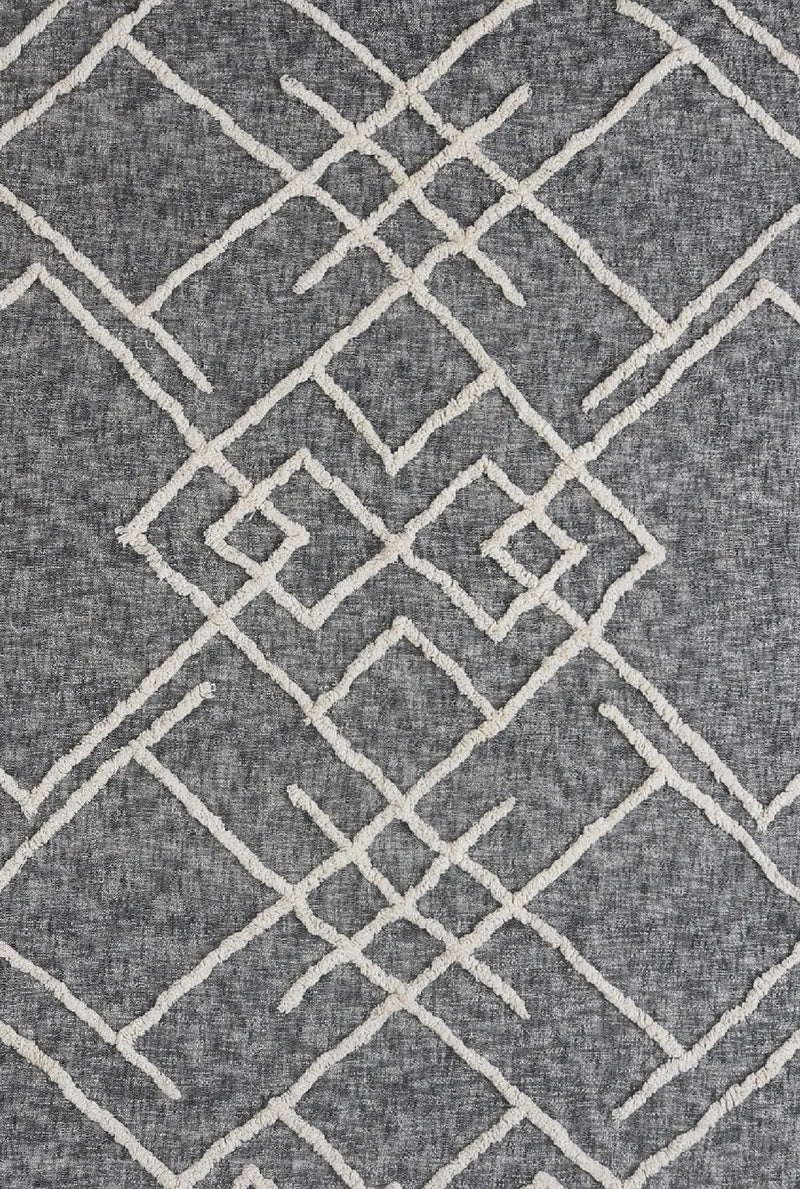 Charcoal and Off White Geometric Twin Cotton Coverlet With Fringe Homeroots Bed & Bath