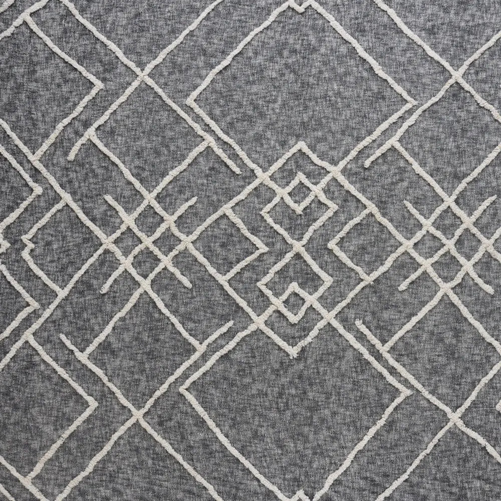 Charcoal and Off White Geometric Twin Cotton Coverlet With Fringe Homeroots Bed & Bath