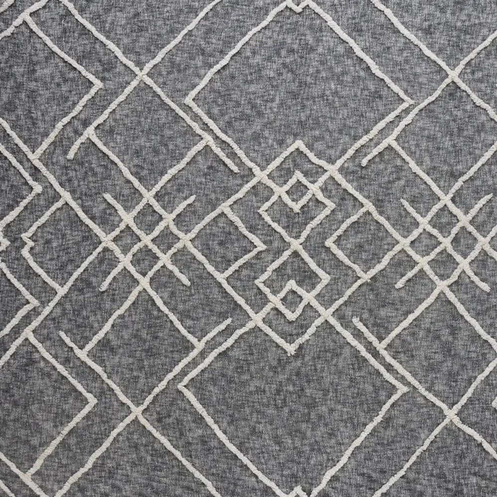 Charcoal and Off White Geometric Twin Cotton Coverlet With Fringe Homeroots Bed & Bath