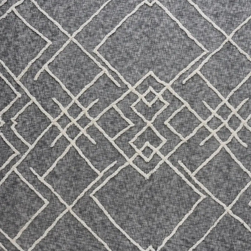 Charcoal and Off White Geometric Twin Cotton Coverlet With Fringe Homeroots Bed & Bath
