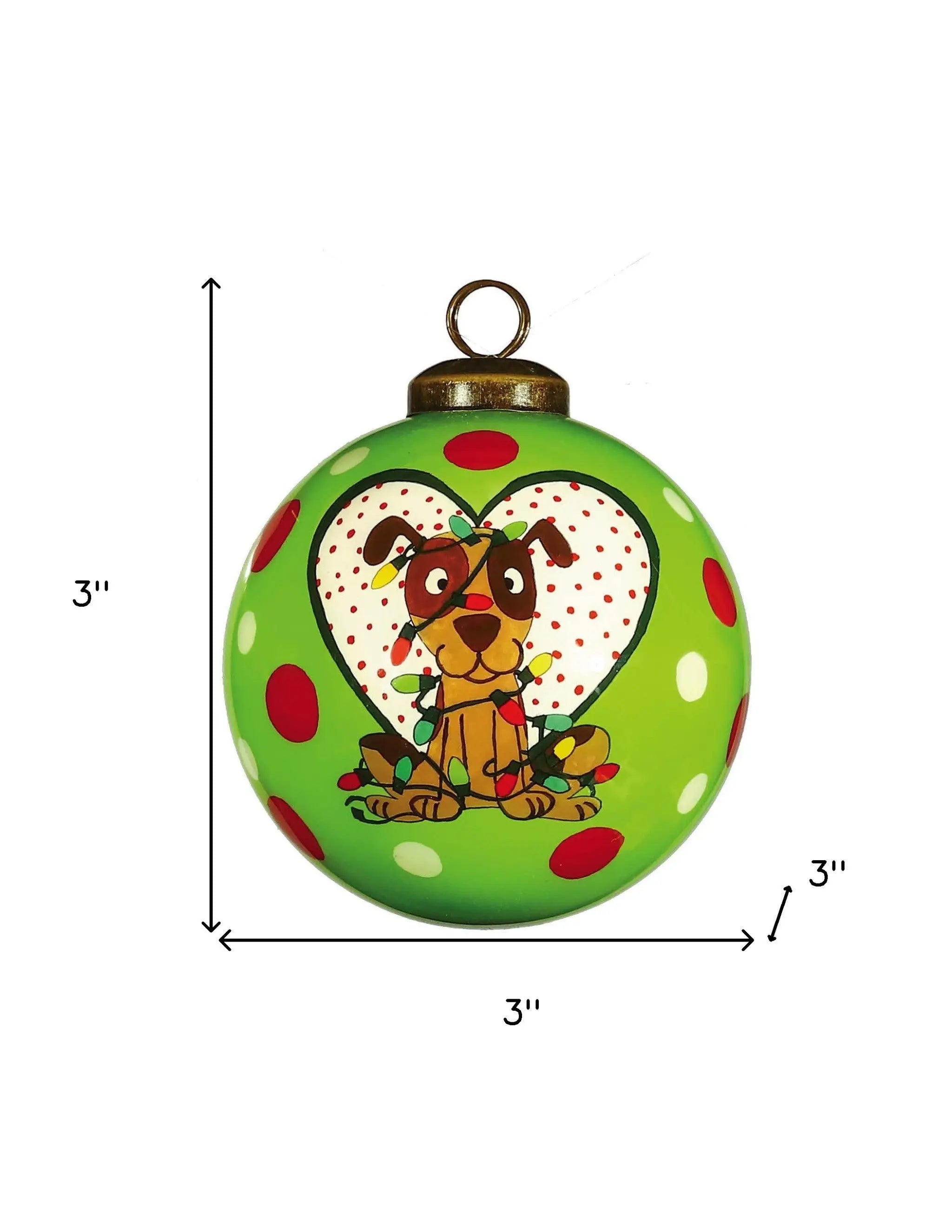 Charming Dog in a Heart Hand Painted Mouth Blown Glass Ornament Homeroots Home Decor