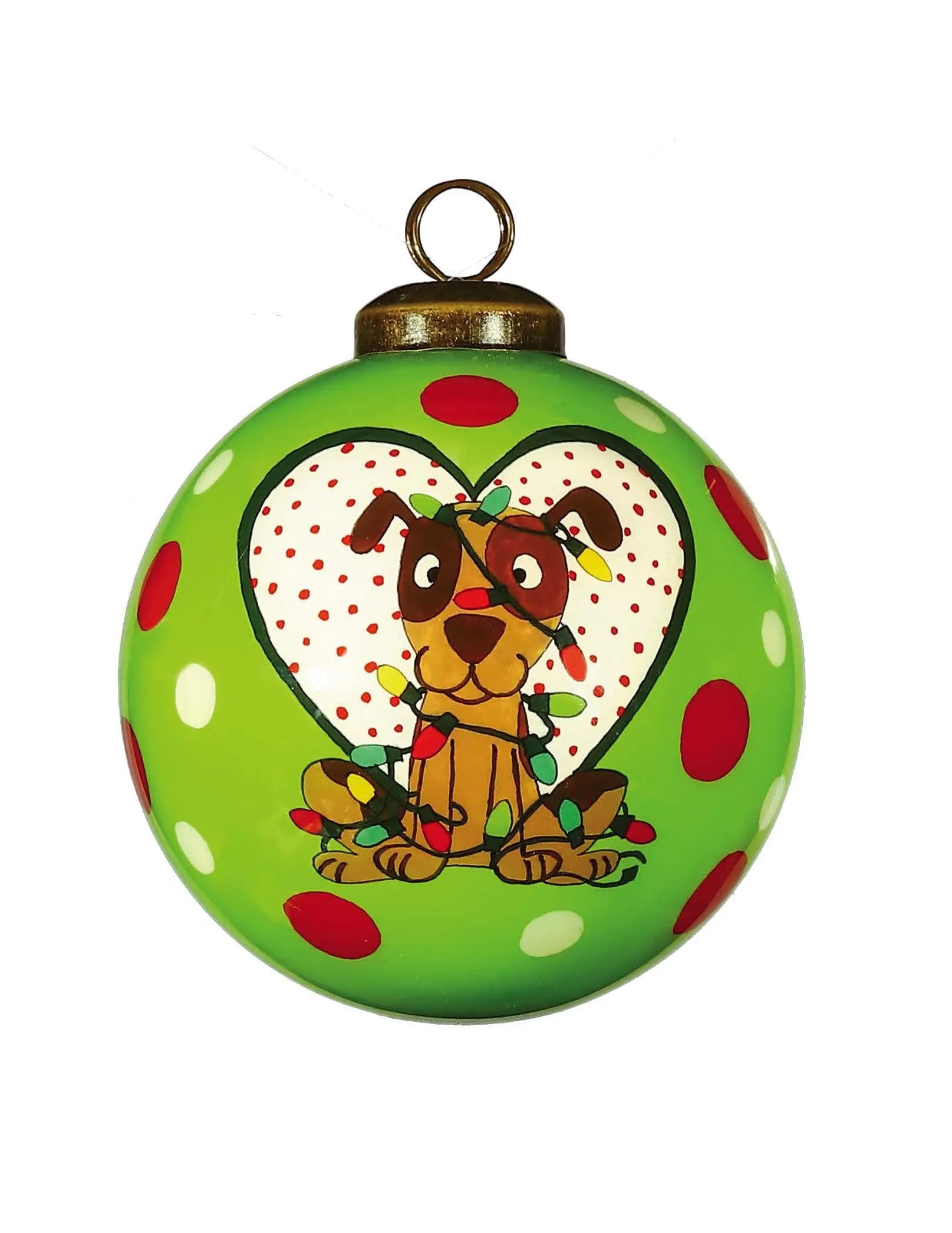 Charming Dog in a Heart Hand Painted Mouth Blown Glass Ornament Homeroots Home Decor