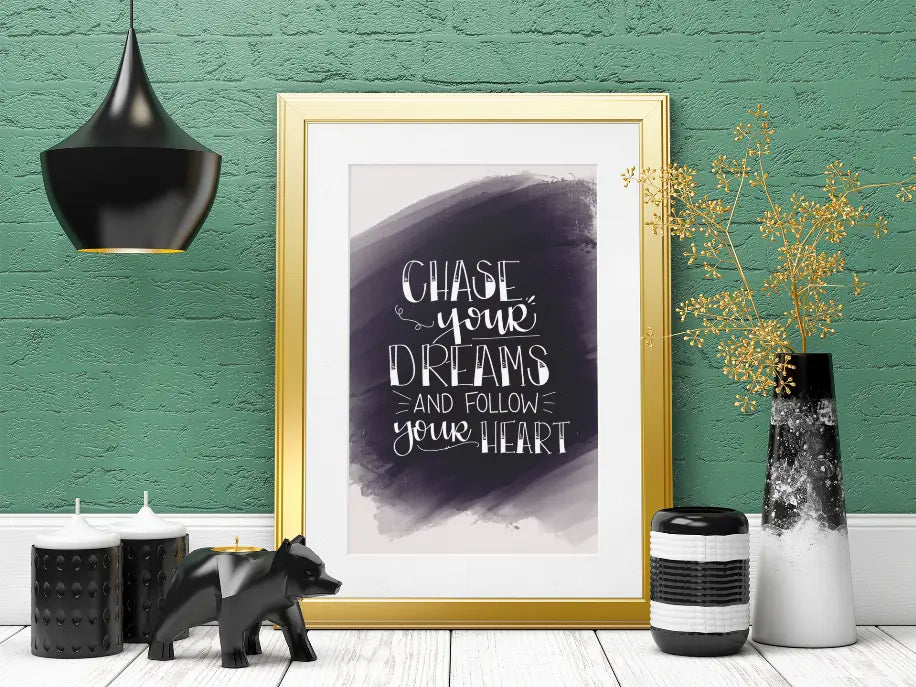 Chase Your Dreams & Follow Your Heart Print Black Cat Bazaar