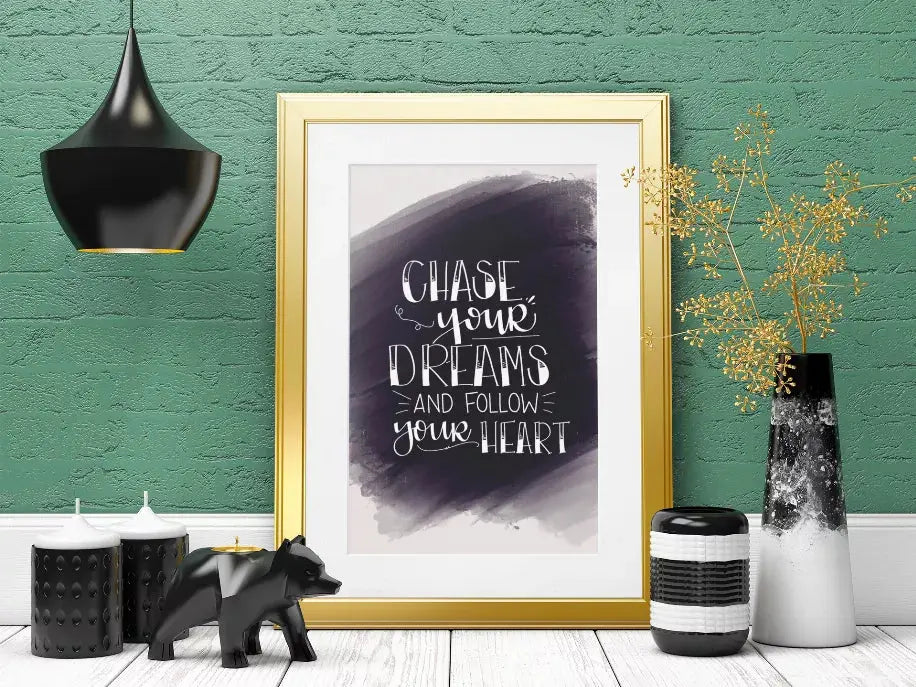 Chase Your Dreams & Follow Your Heart Print Black Cat Bazaar