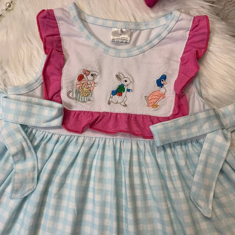 Checkered Hot Ruffle Embroidered Easter Siblings Dress Stella Bean Clothing