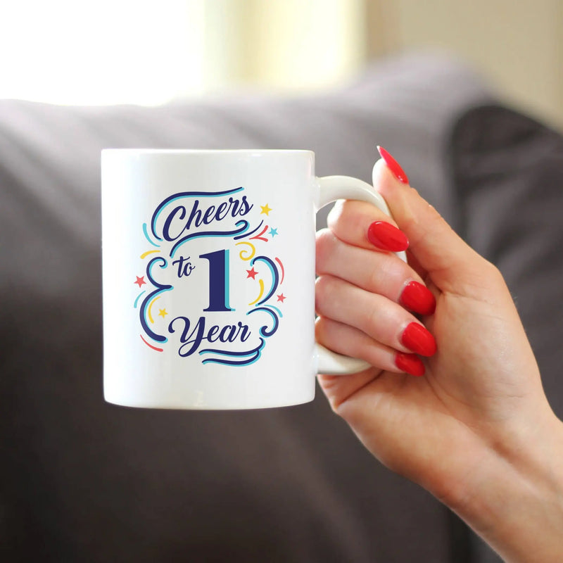Cheers 1 Year Coffee Mug - 1st Anniversary Gifts and Decor Bevvee