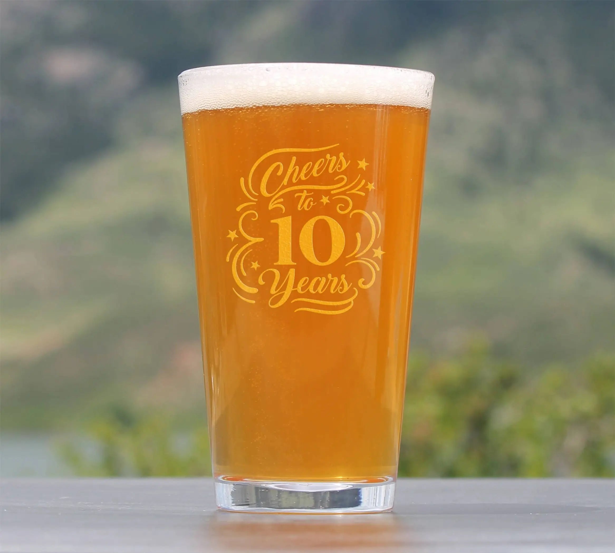 Cheers 10  Pint Glass for Beer - 10th Anniversary Gifts Bevvee