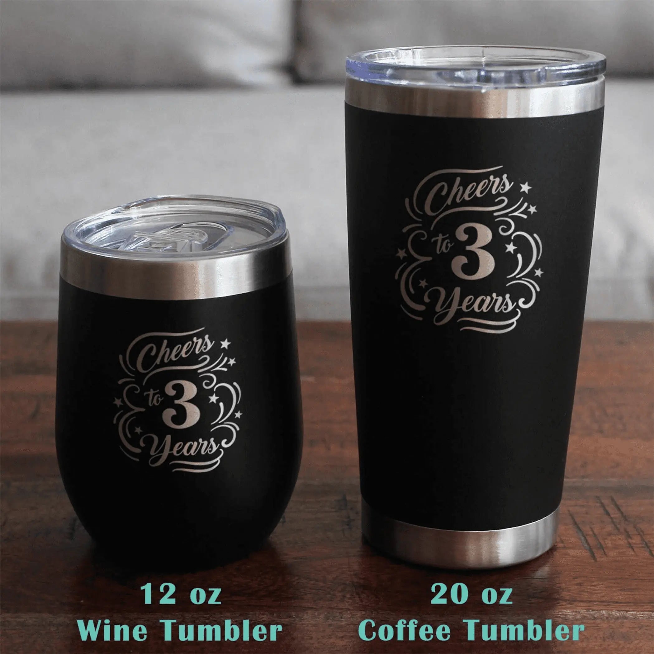 Cheers 3  Insulated Wine Tumbler - 3rd Anniversary Gifts Bevvee