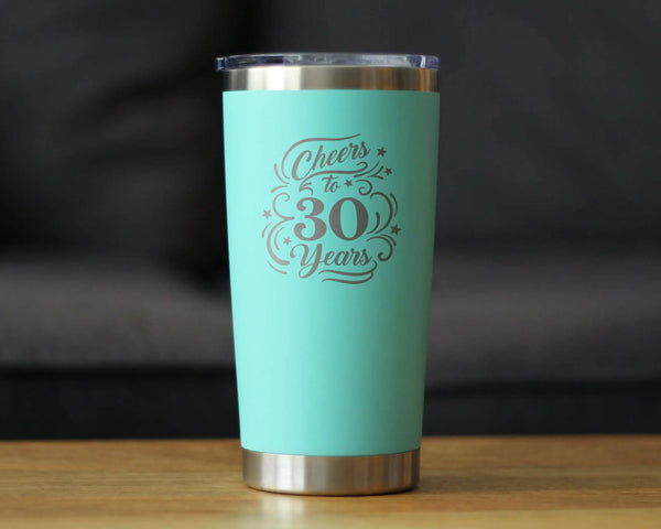 Cheers 30  Insulated Travel Tumbler - 30th Anniversary Gifts Bevvee