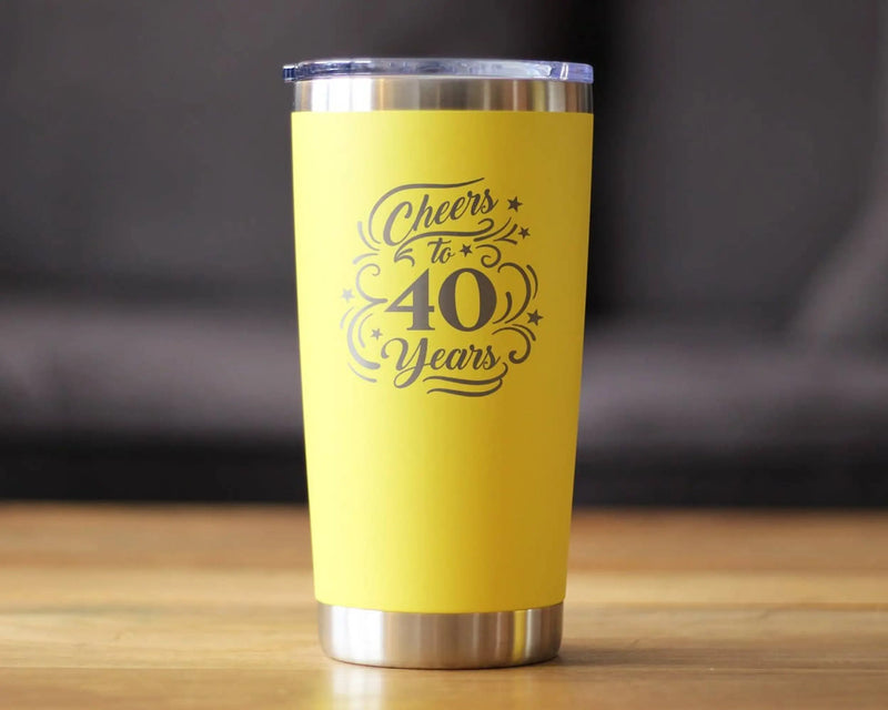 Cheers 40  Insulated Travel Tumbler - 40th Anniversary Gifts Bevvee