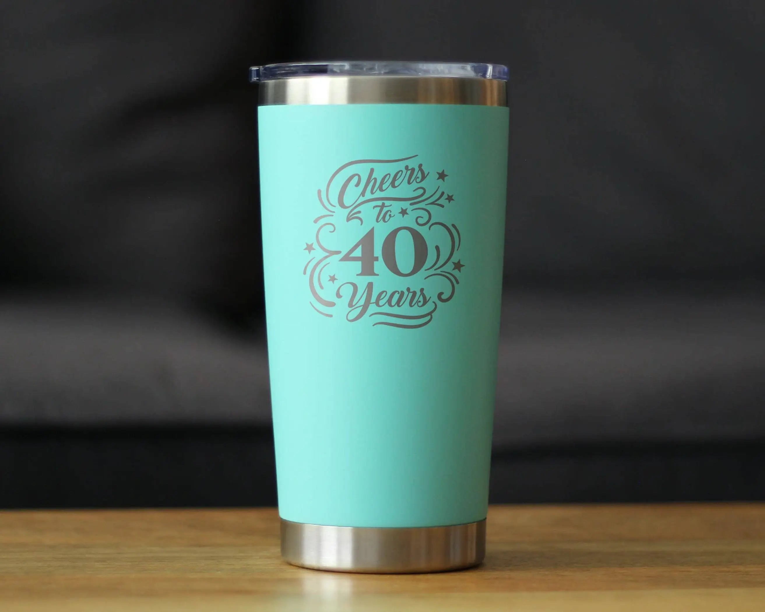 Cheers 40  Insulated Travel Tumbler - 40th Anniversary Gifts Bevvee